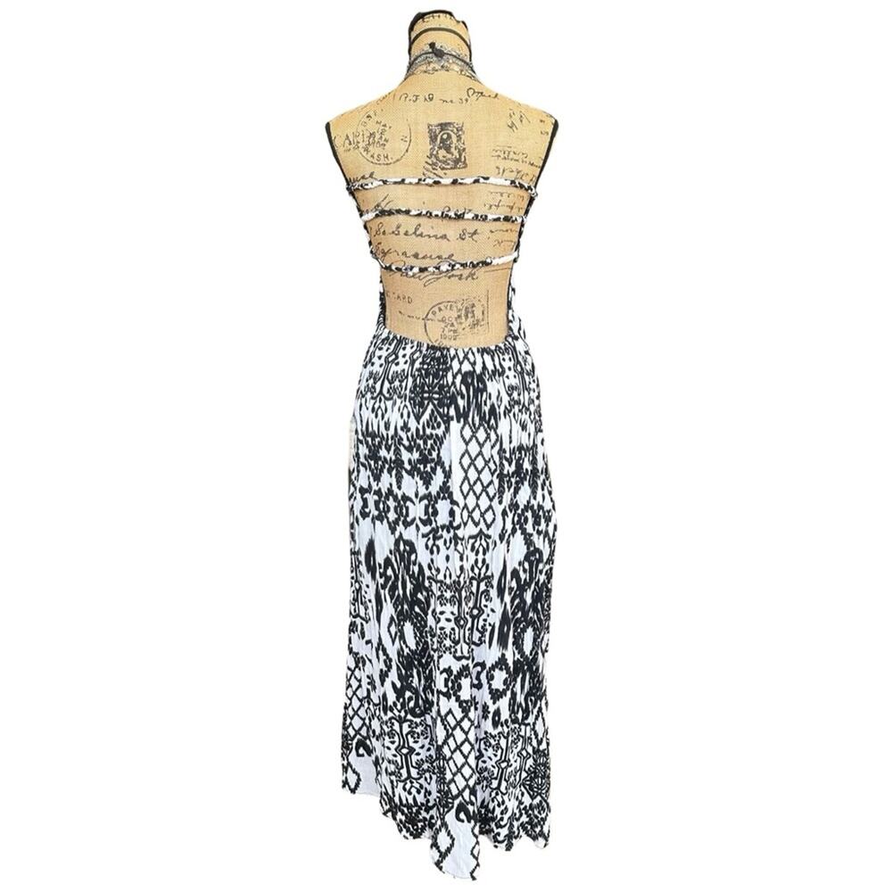ANTHRO - RAVIYA women's Black and White Summer Strapless Dress - SIZE L - LARGE - Picture 2 of 16
